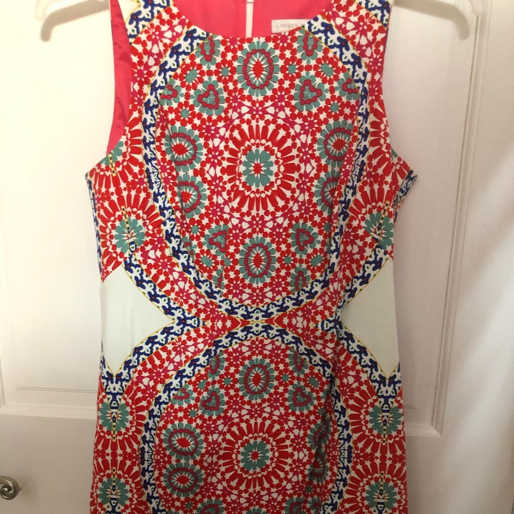 Colorful Vince Camuto sleeveless dress.